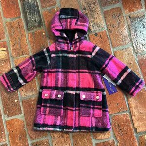 NWT Madden Girl Wool blend Pink plaid coat sz2T